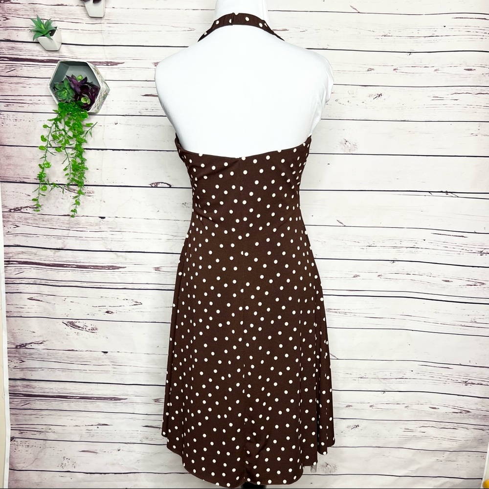 Brown & Cream Polka Dot Pinup Party Dress Size Medium 9/10 - Picture 7 of 10